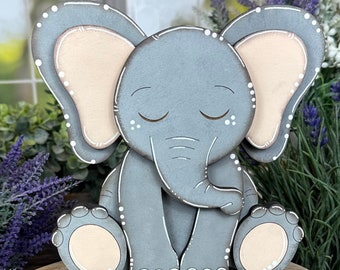 Hand Painted Wooden Elephant Shelf Decor - Cute & Unique Home Accent