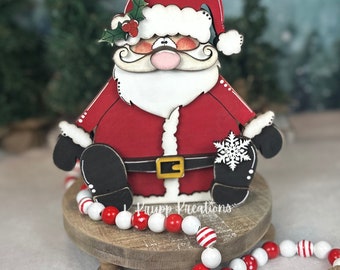 Whimsical Santa Claus Shelf Decor - Handmade Wooden Christmas Decoration