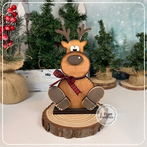 Farmhouse Reindeer Shelf Sitter, Reindeer Decor, Farmhouse Reindeer, Wooden Reindeer