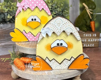 Rustic Chick Shelf Sitters - Quirky Easter Decor for Farmhouse Kitchen