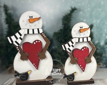 Charming Farmhouse Snowman, Winter Love Snowman, Wood Snowman, Wooden Snowman