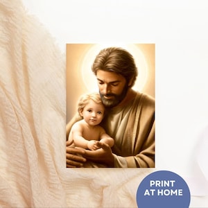 Tarjeta de San José para imprimir Tarjeta del sacerdote católico Tarjeta de felicitación del santo Tarjeta católica para la fiesta de cumpleaños de San José DESCARGA DIGITAL