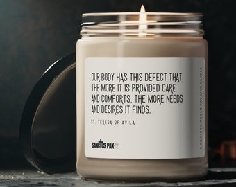 St. Teresa of Avila Prayer Candle | Catholic Scented Soy Candle | Saint Quote Candle | Religious Gift For | Christian Candle |