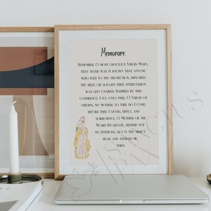 MEMORARE Prayer Blessed Virgin Prayer Virgin Mary Printable Catholic Prayer Catholic Home Decor Catholic Art Wall Art Digital Download