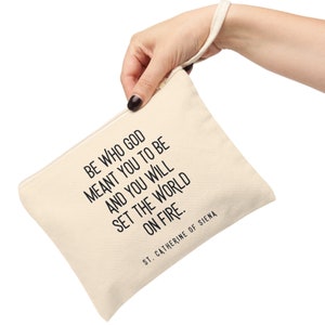 Kapelle Schleier Masse katholische Tasche Heilige Zitate Rosenkranz Beutel Tote Baumwolle St. Katharina von Siena Canvas Mäppchen katholische Zubehör Tasche