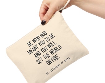 Chapel Veil Mass Bag Catholic Bag Saint Quotes Rosary Pouch Tote Cotton St. Catherine Of Siena Canvas Zipper Pouch Catholic Accessories Bag