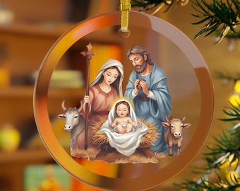 Nativity Christmas Glass Ornament | Holy Family Ornament | Glass Ornament | Religious Ornament | Catholic Christmas Gifts