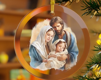 Nativity Christmas Glass Ornament | Holy Family Ornament | Glass Ornament | Religious Ornament | Catholic Christmas Gifts