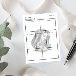 Printable Virgin Mary Weekly Schedule 8.5 x 11 Inch INSTANT DOWNLOAD Monday-Sunday Printable Catholic Desk Calendar To Do PDF