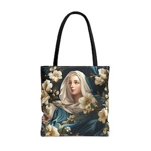 Jungfrau Maria Tragetasche | Mutter Maria Tragetasche | Baumwolltasche | Katholische Geschenktasche | Christliches Geschenk | Religiöse Tasche | Heilige Mutter Tote