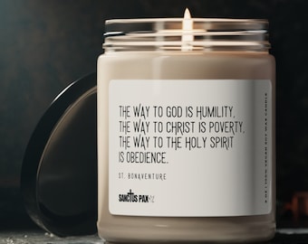 St Bonaventure Prayer Candle | Catholic Scented Soy Candle | Saint Quote Candle | Religious Gift For | Christian Candle |