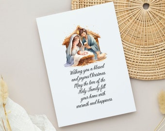 Printable Nativity Christmas Card Instant Download Holy Family Christmas Card Catholic Greeting Cards Religious Printable Christmas Card