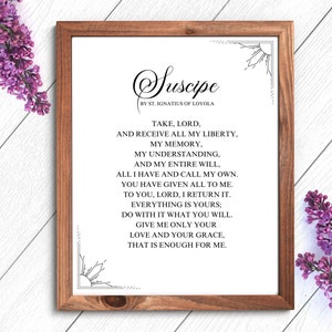 Printable St. Ignatius of Loyola Prayer Prayer Wall Art Digital Download Traditional Catholic Home Decor Suscipe Receive Surrender Prayer
