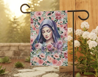 Virgin Mary Garden & House Banner Catholic Garden Banner Religious Garden Banner Blessed Mother Garden Flag