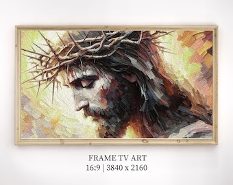 Jezus Korona Cierniowa Ramka TV Sztuka Katolicka Samsung Ramka TV Sztuka Chrześcijańska Religijna Sztuka TV Jezus Chrystus Ramka TV Sztuka Cyfrowe Pobieranie