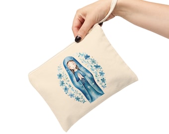 Chapel Veil Mass Bag Catholic Mary Bag Blessed Mother Rosary Pouch Tote Cotton Canvas Zipper Pouch Kids Catholic Accessories Bag