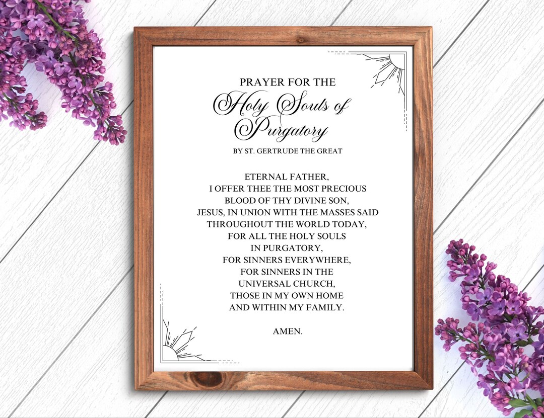 Printable Prayer for the Holy Souls of Purgatory Wall Art Digital ...