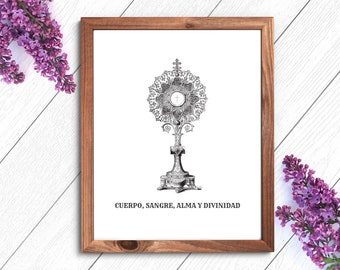 Printable Eucaristia Wall Art Digital Download Traditional Catholic Home Art Decor Monstrance Wall Art Arte del Santisimo Sacramento