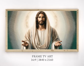 Sztuka telewizyjna z ramką Jezusa, katolicka, Samsung Frame, sztuka telewizyjna chrześcijańska, religijna, błogosławiona sztuka telewizyjna z ramką Jezusa Chrystusa, pobieranie cyfrowe