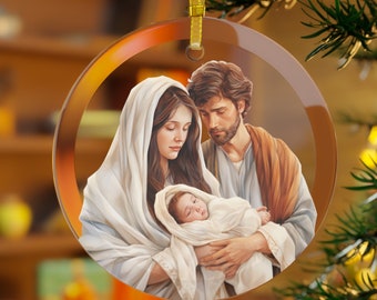 Nativity Christmas Glass Ornament | Holy Family Ornament | Glass Ornament | Religious Ornament | Catholic Christmas Gifts