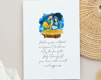 Printed Nativity Christmas Card | Holy Family Card | Christian Christmas Card | Holiday Card | Catholic Christmas Card |