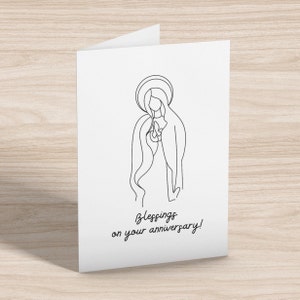 Printable Blessings On Your Anniversary Card Instant Download Virgin Mary Card Catholic Anniversary Card Anniversary Card For Couple