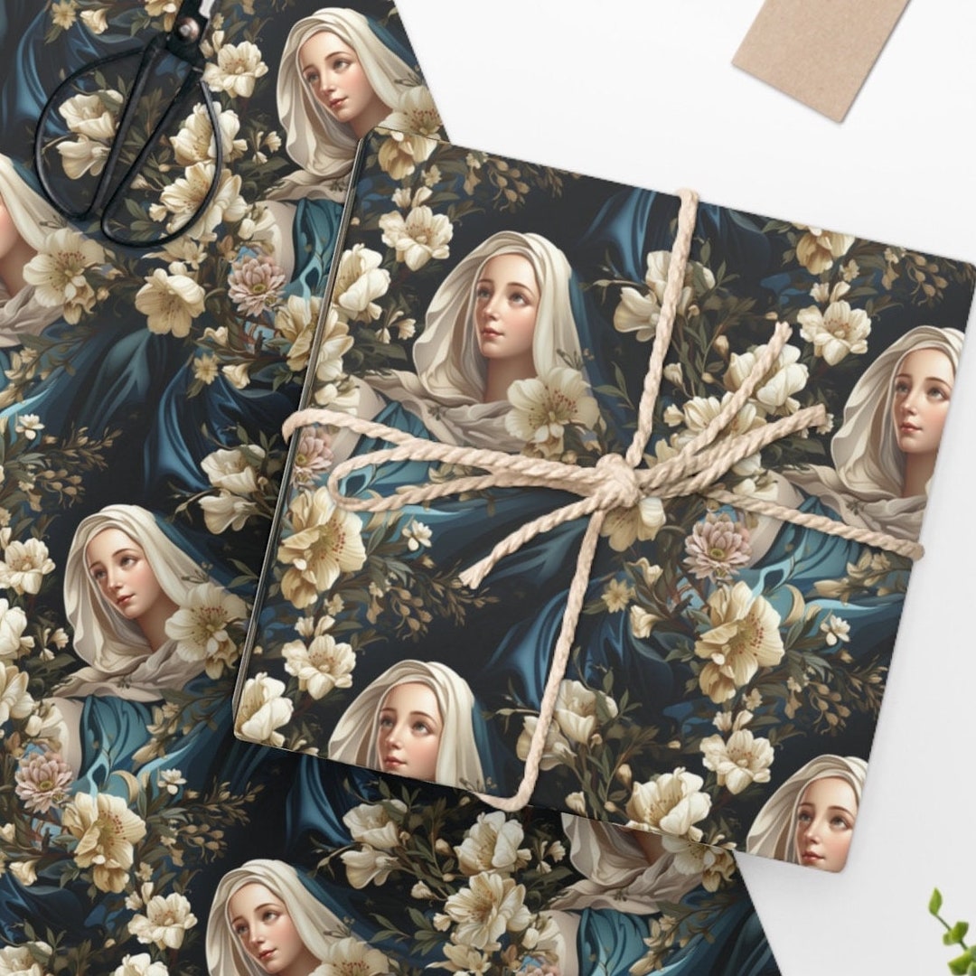 Virgin Mary Wrapping Paper Roll Birthday Gift Wrap Gift Etsy