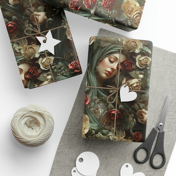 Virgin of Guadalupe Gift Wrapping Paper Roll | Catholic Wrapping Paper | Religious Gift Wrap | Blessed Mother Wrap | Virgen de Guadalupe