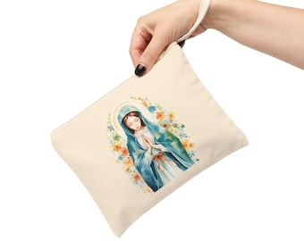 Chapel Veil Mass Bag Catholic Mary Bag Blessed Mother Rosary Pouch Tote Cotton Canvas Zipper Pouch Kids Catholic Accessories Bag