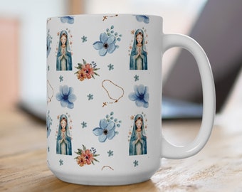 Catholic Ceramic Mug Virgin Mary Mug Blessed Mother Mug Catholic Prayer Mug Marian Mug Catholic Gift Ordination Gift Religious Gift