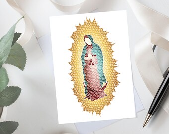 Tarjeta imprimible de Nuestra Señora de Guadalupe 5x7 DESCARGA INSTANTÁNEA Tarjeta de felicitación de la Virgen de Guadalupe Tarjeta mariana imprimible Tarjeta de felicitación católica