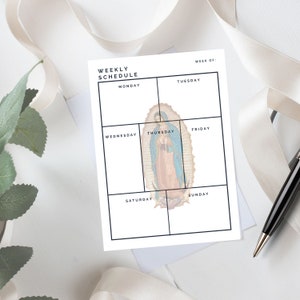 Printable Virgin Mary Weekly Schedule 8.5 x 11 Inch INSTANT DOWNLOAD Monday-Sunday Printable Catholic Desk Calendar To Do PDF