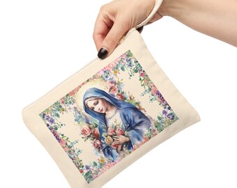 Chapel Veil Mass Bag Catholic Mary Bag Blessed Mother Rosary Pouch Tote Cotton Canvas Zipper Pouch Catholic Accessories Bag