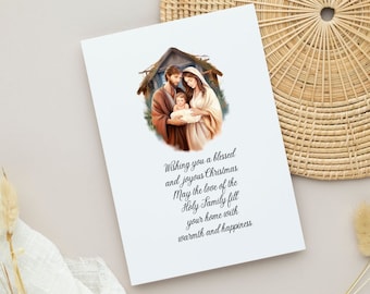 Printable Nativity Christmas Card Instant Download Holy Family Christmas Card Catholic Greeting Cards Religious Printable Christmas Card