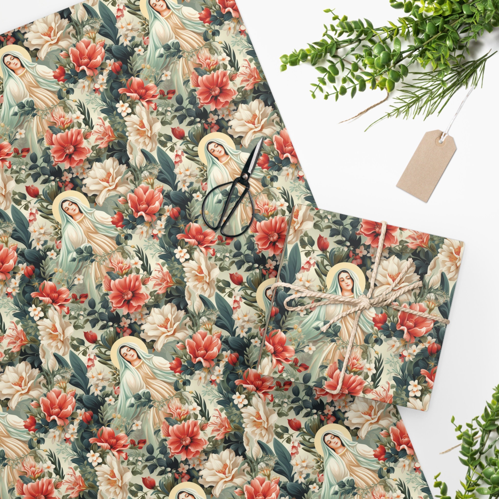 Virgin Mary Wrapping Paper Roll Birthday Gift Wrap Gift Etsy