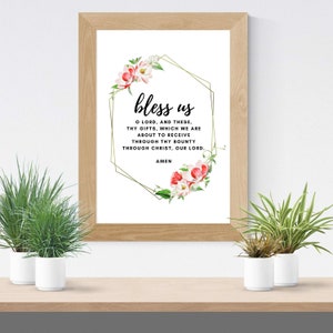 Bless Us O Lord Art Catholic Art Grace Before Meals Catholic Meal Prayer Print Catholic Printable Wall Art Printable Instant Download