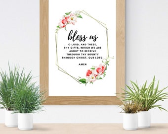 Catholic Art Grace Before Meals Bless Us O Lord Art Catholic Meal Prayer Print Catholic Printable Wall Art Printable Instant Download