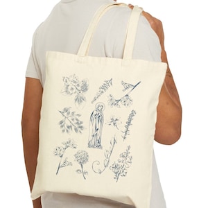 Jungfrau Maria Tragetasche Mutter Maria Tragetasche Canvas Tragetasche Katholische Geschenktasche Christliches Geschenk Religiöses Tote Geschenk Gesegnete Mutter Tote