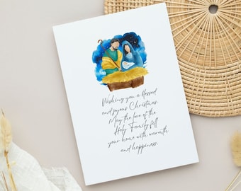 Printable Nativity Christmas Card Instant Download Holy Family Christmas Card Catholic Greeting Cards Religious Printable Christmas Card