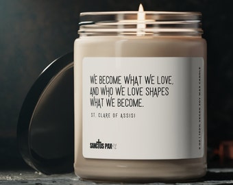 St Clare Of Assisi Prayer Candle | Catholic Scented Soy Candle | Saint Quote Candle | Religious Gift For | Christian Candle |