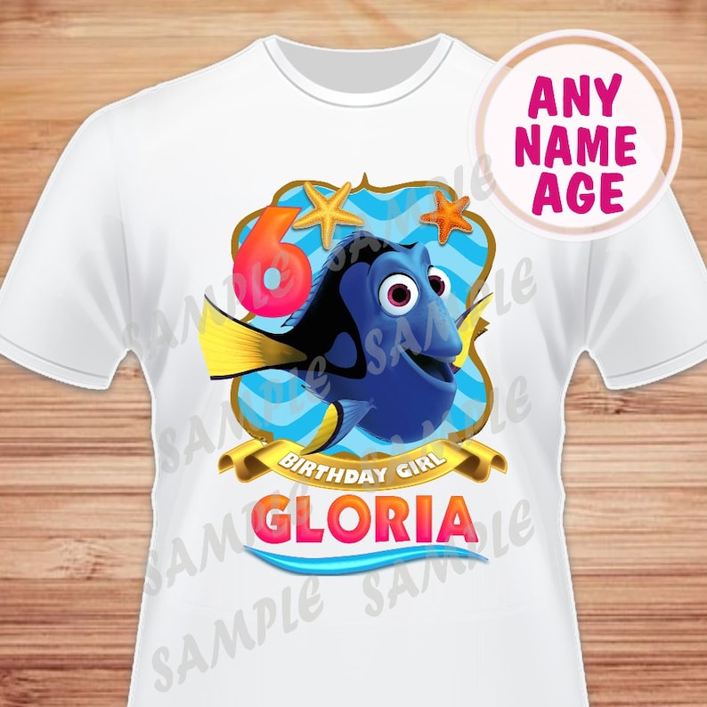 Finding Dory Shirt Birthday T-Shirt Custom Name and Age Finding Dory Nemo