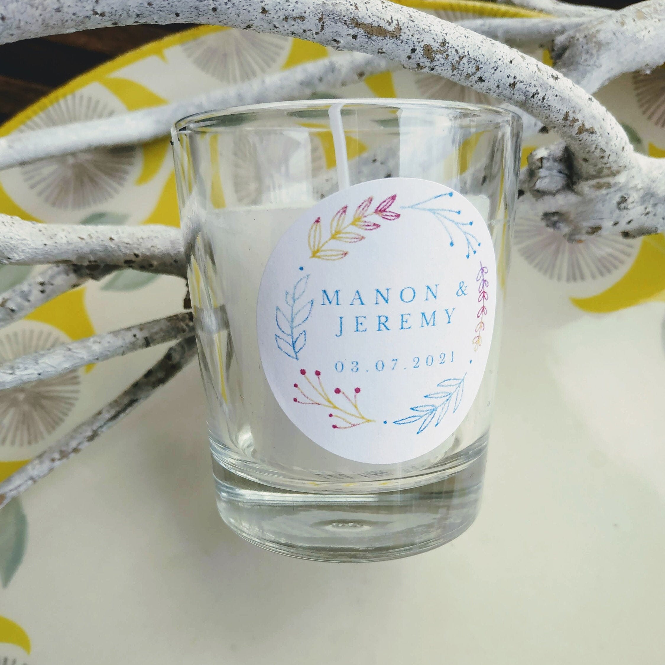 Bougie avec étiquette personnalisée cadeau invité mariage Etsy