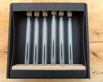 Set of 6 wood holder with test tubes