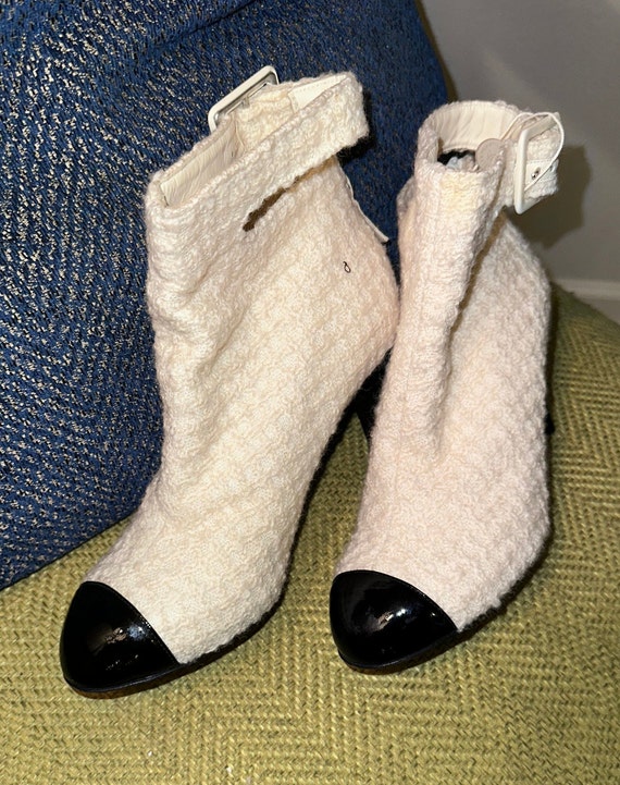Authentic Chanel Tweed Buckled Boots - image 2