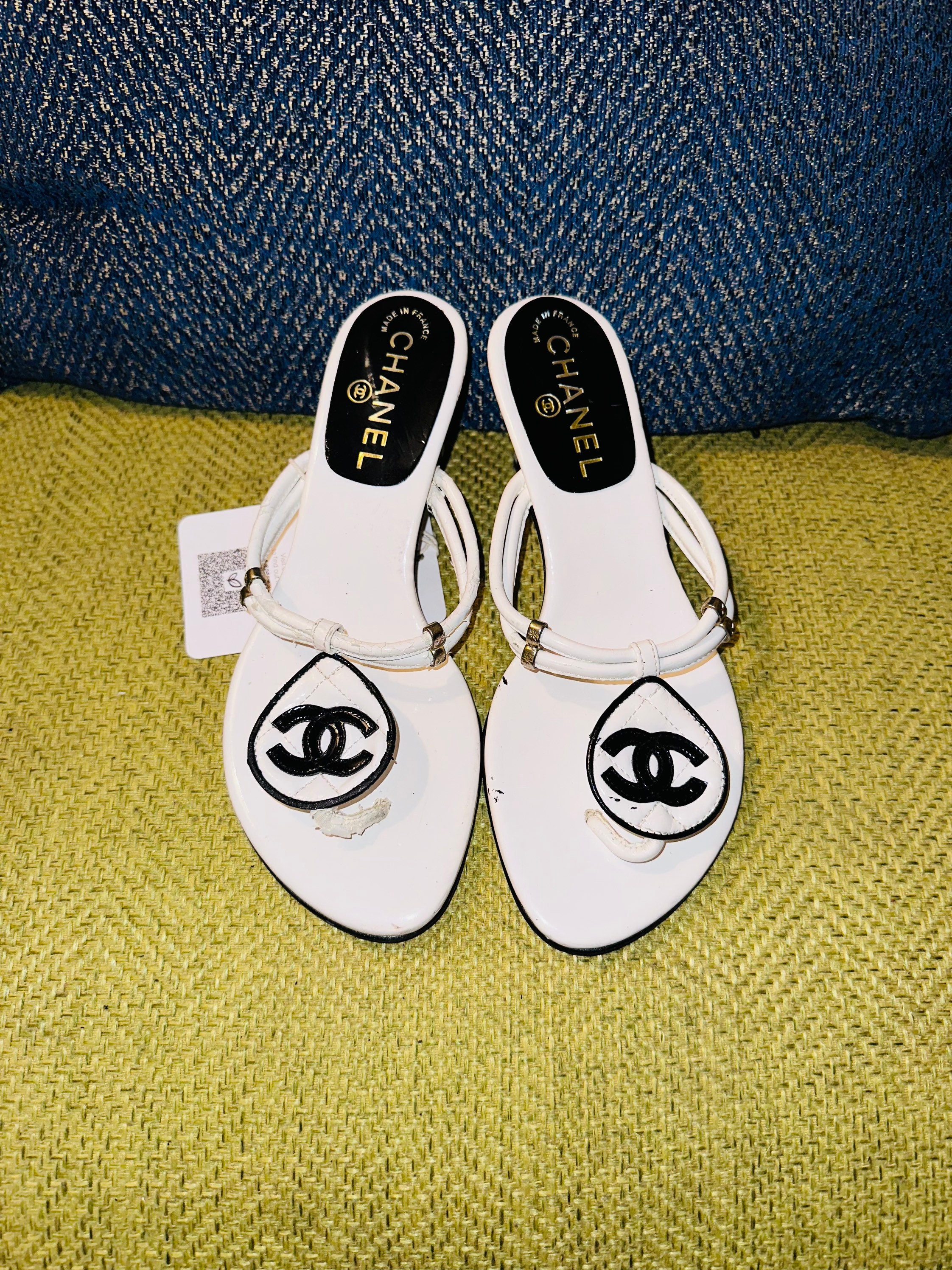 chanel silver mules 9