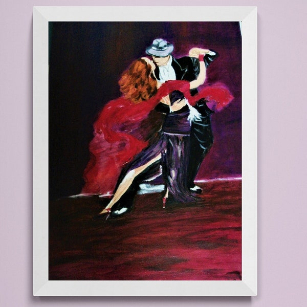Peinture à l'huile danseurs de tango argentin pour décor mural