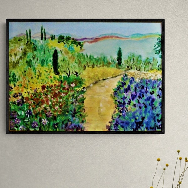 Peinture huile Paysage de Provence Impressionniste pour décor mural