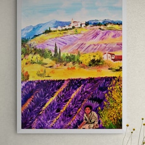 Ölgemälde eines Lavendelfeldes in der Haute Provence zur Wanddekoration