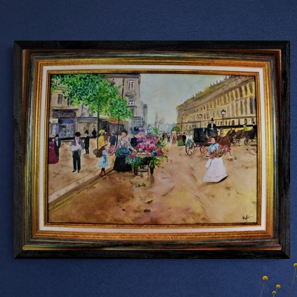 Peinture marchandes de fleurs des grands boulevards Paris