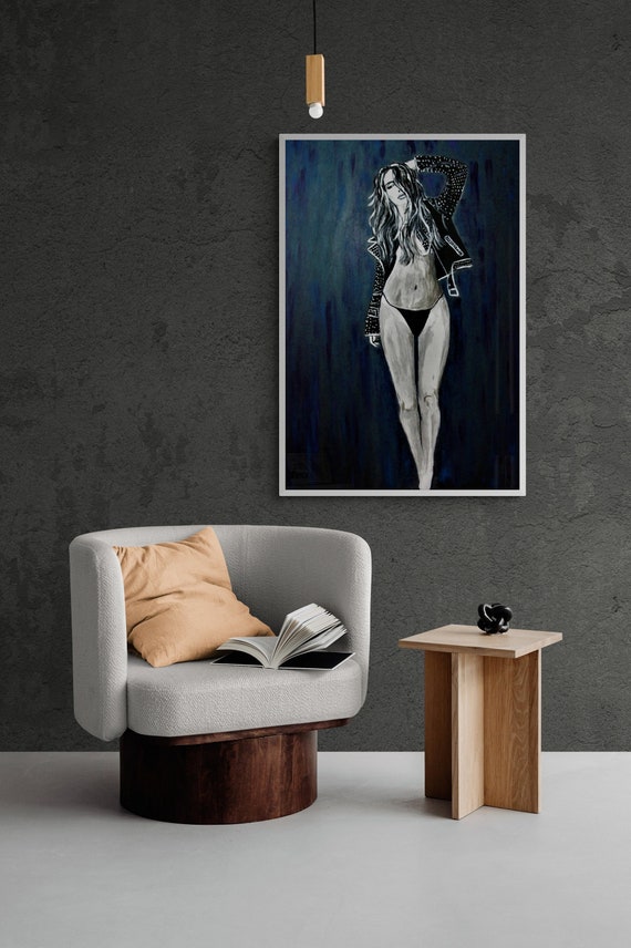 Gran Pintura Al leo Sobre Lienzo Sexy Chica Perfecta Para La Etsy Espa a